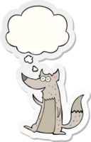 cartoon wolf with thought bubble as a printed sticker png