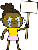 tecknad serie gråt kvinna bär glasögon png