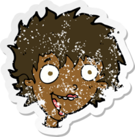 retro distressed sticker of a cartoon crazy excited woman png