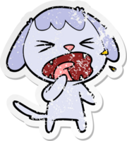 distressed sticker of a cute cartoon dog barking png