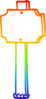 rainbow gradient line drawing of a cartoon sign post png