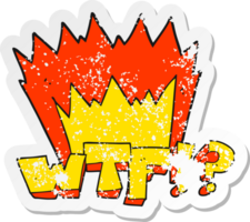 retro verontrust sticker van een tekenfilm wtf symbool png