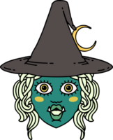 Retro Tattoo Style half orc witch character face png