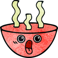 retro grunge texture cartoon of a bowl of hot soup png