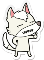 sticker of a cartoon wolf showing teeth png