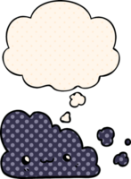 cute cartoon cloud with thought bubble in comic book style png