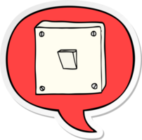 cartoon light switch with speech bubble sticker png