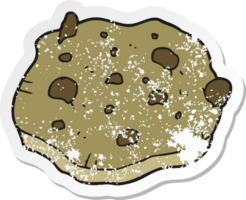 retro distressed sticker of a cartoon chocolate chip cookie png