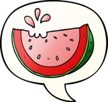 cartoon watermelon with speech bubble in smooth gradient style png