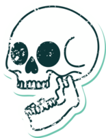 image emblématique de style tatouage d'autocollant en détresse d'un crâne png