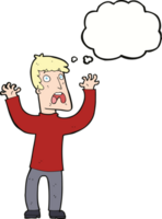 cartoon frightened man with thought bubble png