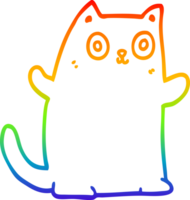 rainbow gradient line drawing of a cartoon cat png