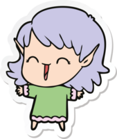 pegatina de una niña elfa de dibujos animados png