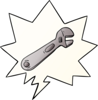 cartoon spanner with speech bubble in smooth gradient style png