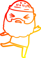 chaud pente ligne dessin de une dessin animé homme avec barbe png