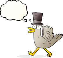 hand drawn thought bubble cartoon duck in top hat png