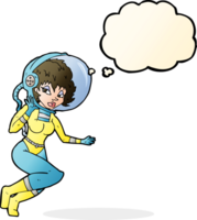 cartoon space woman with thought bubble png