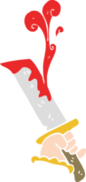 flat color illustration of hand with bloody dagger png