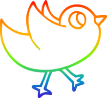 rainbow gradient line drawing of a cartoon bird flapping wings png