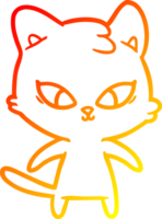 caloroso gradiente linha desenhando do uma fofa desenho animado gato png