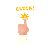 hand retro cartoon click sign with finger png