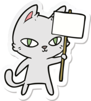 pegatina de un gato de dibujos animados que agita el cartel png