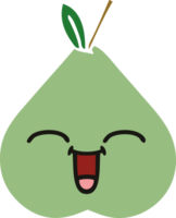 flat color retro cartoon of a green pear png