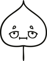 lijn tekening tekenfilm van een expressief blad png