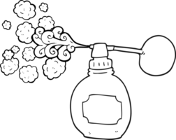 hand drawn black and white cartoon perfume bottle png