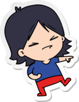 hand drawn sticker cartoon of cute kawaii girl png