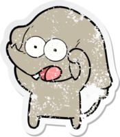 distressed sticker of a cute cartoon elephant png