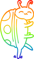 rainbow gradient line drawing of a cartoon cute bug png