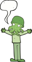 cartoon alien squid face man with speech bubble png