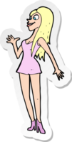 sticker of a cartoon woman in pink dress png