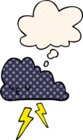 dibujos animados tormenta nube con pensamiento burbuja en cómic libro estilo png