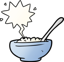 cartoon bowl of rice with speech bubble in smooth gradient style png