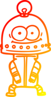 warm gradient line drawing of a happy carton robot with light bulb png