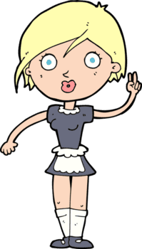 caricatura, camarera, elaboración, mano, gesto png