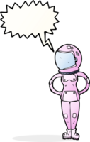 cartoon female astronaut with speech bubble png