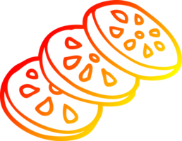 warm gradient line drawing of a cartoon sliced tomato png