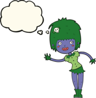 cartoon vampire girl with thought bubble png