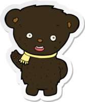 sticker of a cartoon black bear waving png