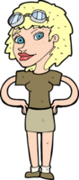 cartoon retro pilot woman png