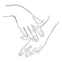 A drawing of two hands that say hands Hand Drawing pose with outline white Background vector