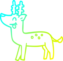 cold gradient line drawing of a cartoon happy deer png