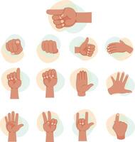 Set of hands in different gestures vector