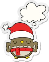 cute christmas owl with thought bubble as a printed sticker png