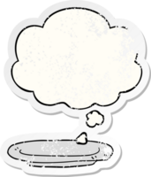 cartoon plate with thought bubble as a distressed worn sticker png