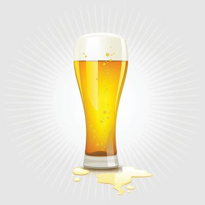 Realistic Glass beer with foam isolated on background. A glass of beer with a yellow liquid in it