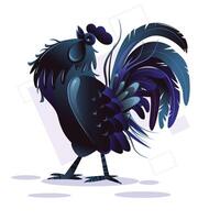 Rooster birds with white Background a drawing of a rooster with a red mane and a black tail vector